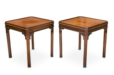 Lot 250 - A pair of Chippendale style mahogany lamp...