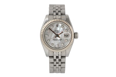 Lot 22 - ROLEX. A LADIES STAINLESS STEEL AUTOMATIC...