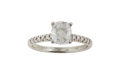 Lot 180 - A diamond single-stone ring The cushion-shaped...