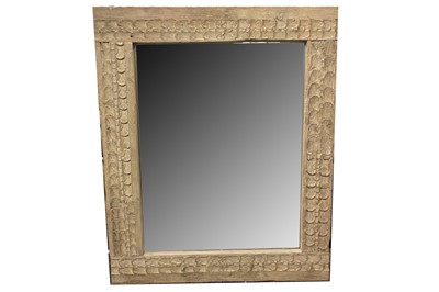 Lot 450 - A CONTEMPORARY SPANISH LIMED OAK AND CHIP-CARVED WALL MIRROR