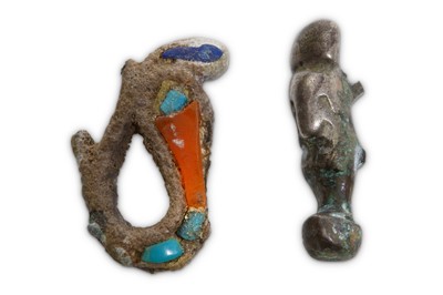 Lot 16 - TWO EGYPTIAN SILVER AMULETS  Circa 1st...