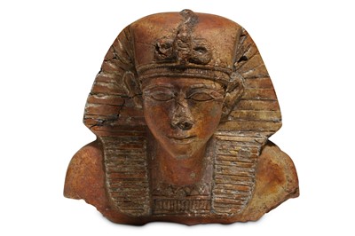 Lot 33 - AN AFTER THE ANTIQUE STONE BUST OF A PHARAOH...