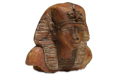 Lot 33 - AN AFTER THE ANTIQUE STONE BUST OF A PHARAOH...