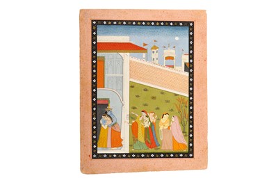 Lot 377 - RADHA AND KRISHNA REUNITING Kangra, Pahari...