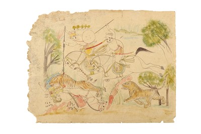 Lot 890 - A TIGER HUNTING SKETCH Kota, North Western...