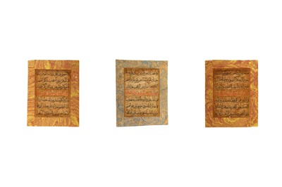 Lot 885 - FOUR QUR'ANIC FOLIOS  Possibly India, late...