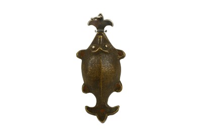 Lot 202 - A BRASS FISH-SHAPED GUNPOWDER FLASK  India,...