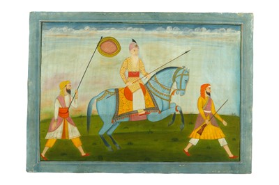 Lot 349 - A LARGE EQUESTRIAN PORTRAIT OF RANJIT SINGH ...