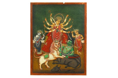 Lot 343 - A PORTRAIT OF DURGA MAHISHASURAMARDINI...