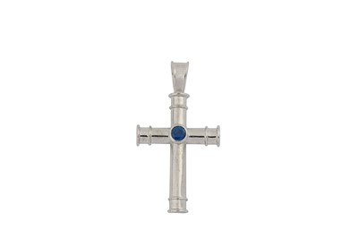 Lot 119 - A sapphire-set cross pendant, by Theo Fennell...