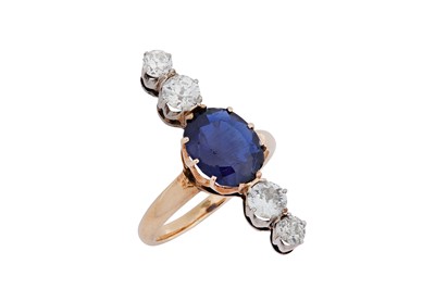 Lot 126 - A sapphire and diamond ring Of vertical design,...