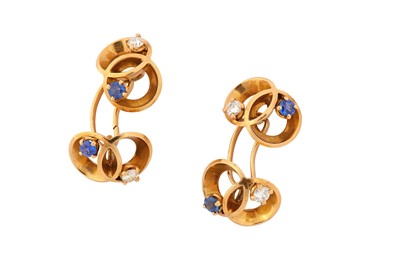 Lot 223 - A pair of sapphire and diamond cufflinks,...