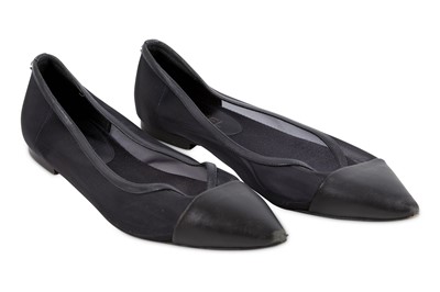 Lot 33 - Chanel Black Mesh Pointed Flats, black leather...