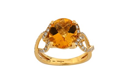 Lot 237 - A citrine and diamond ring, mounted In 18...