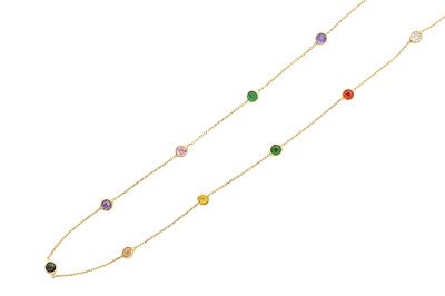 Lot 130 - A gem-set necklace The thin belcher-link chain,...