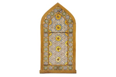 Lot 157 - AN IRANIAN WOODEN STAINED GLASS WINDOW Iran,...