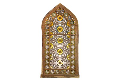 Lot 157 - AN IRANIAN WOODEN STAINED GLASS WINDOW Iran,...
