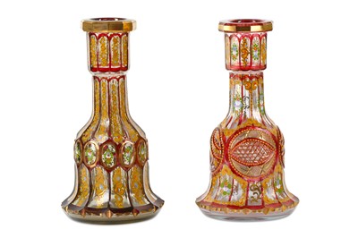 Lot 155 - TWO BOHEMIA GLASS HUQQA BASES FOR THE IRANIAN...