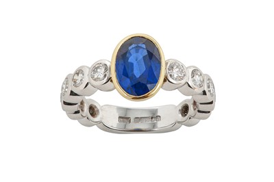 Lot 108 - A sapphire and diamond ring The collet-set...