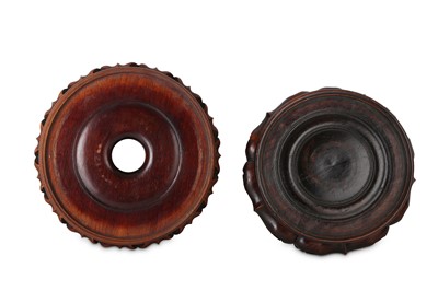 Lot 244 - TWO LARGE CHINESE HONGMU WOOD CIRCULAR...