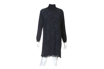 Lot 183 - Valentino Midnight Blue Lace and Wool Dress,...