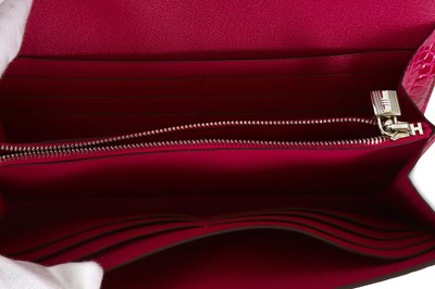 Lot 10 - Hermes Rose Scheherazade Lisse Alligator...