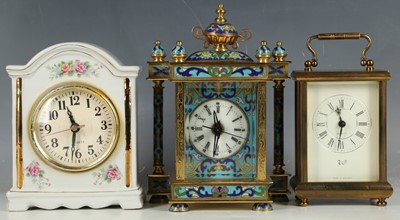 Lot 129 - A contemporary champlevé decorated mantel...