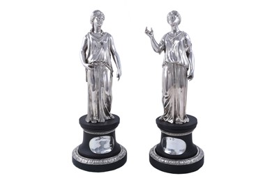 Lot 508 - A pair of Victorian sterling silver sculptures...