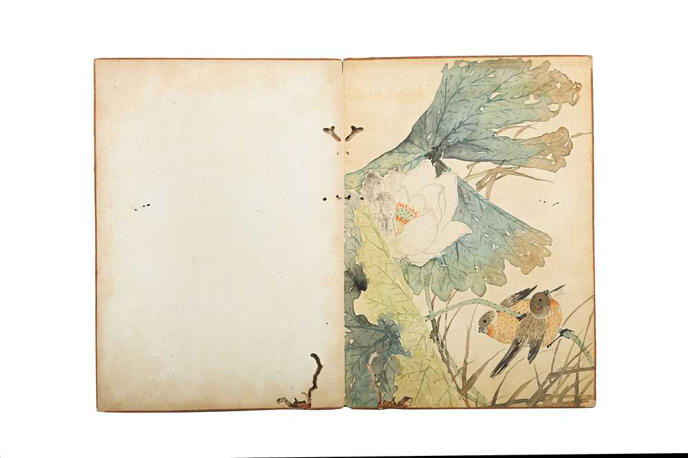 Lot 309 - AN ALBUM OF NINE CHINESE PAINTING LEAVES. Qing...