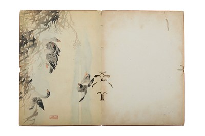 Lot 309 - AN ALBUM OF NINE CHINESE PAINTING LEAVES. Qing...