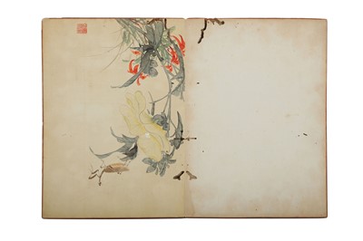 Lot 309 - AN ALBUM OF NINE CHINESE PAINTING LEAVES. Qing...