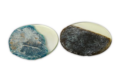 Lot 126 - TWO FRAGMENTS OF HOT-WORKED GLASS MEDALLIONS...