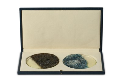 Lot 126 - TWO FRAGMENTS OF HOT-WORKED GLASS MEDALLIONS...