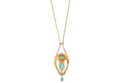 Lot 182 - An early 20th century turquoise and diamond...