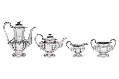 Lot 443 - A Victorian sterling silver four-piece tea and...