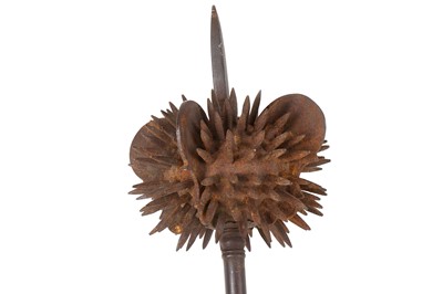 Lot 142 - A RARE KHANDA HILTED SPIKED INDIAN MACE  ...