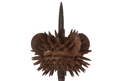 Lot 142 - A RARE KHANDA HILTED SPIKED INDIAN MACE  ...