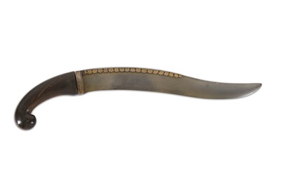 Lot 134 - A BUFFALO HORN-HILTED DAGGER (KHANJAR)...