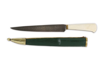 Lot 143 - A WALRUS IVORY-HILTED INDIAN DAGGER (KARD)...