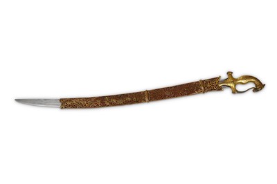 Lot 135 - AN INDIAN TALWAR SWORD WITH HORSE HEAD HILT...