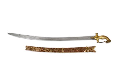 Lot 135 - AN INDIAN TALWAR SWORD WITH HORSE HEAD HILT...