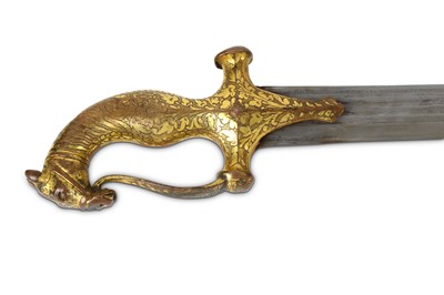 Lot 135 - AN INDIAN TALWAR SWORD WITH HORSE HEAD HILT...