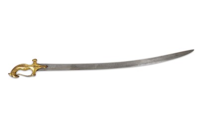 Lot 135 - AN INDIAN TALWAR SWORD WITH HORSE HEAD HILT...