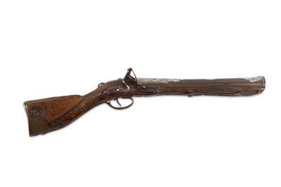 Lot 150 - A SILVER-INLAID FLINTLOCK BLUNDERBUSS Ottoman...