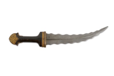 Lot 132 - A QAJAR HORN-HILTED DAGGER (KHANJAR)  Iran,...