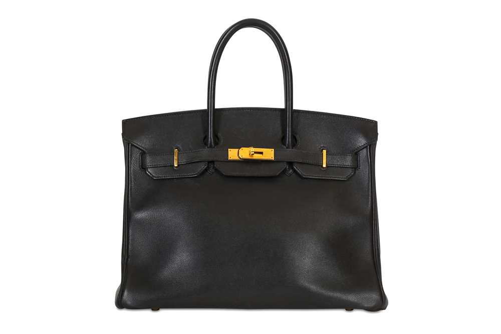 Lot 39 - Hermes Black Swift Birkin 35, c. 1998, gilt...