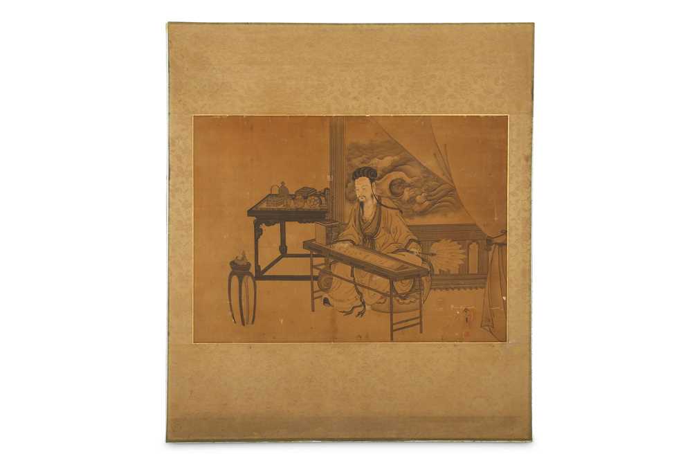 Lot 324 - A PAINTING OF A SCHOLAR. Qing Dynasty. Ink on...