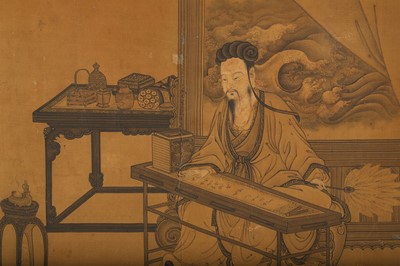 Lot 324 - A PAINTING OF A SCHOLAR. Qing Dynasty. Ink on...