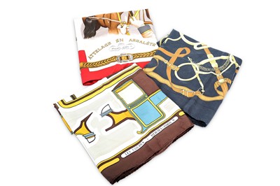Lot 83 - Three Hermes Silk Scarves, to include 'Les...