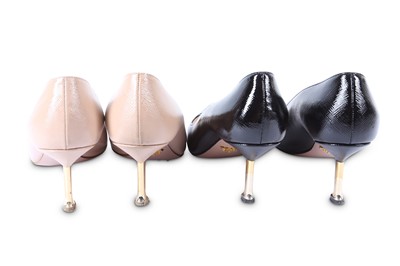Lot 96 - Two Pairs of Prada Saffiano Kitten Heels, one...